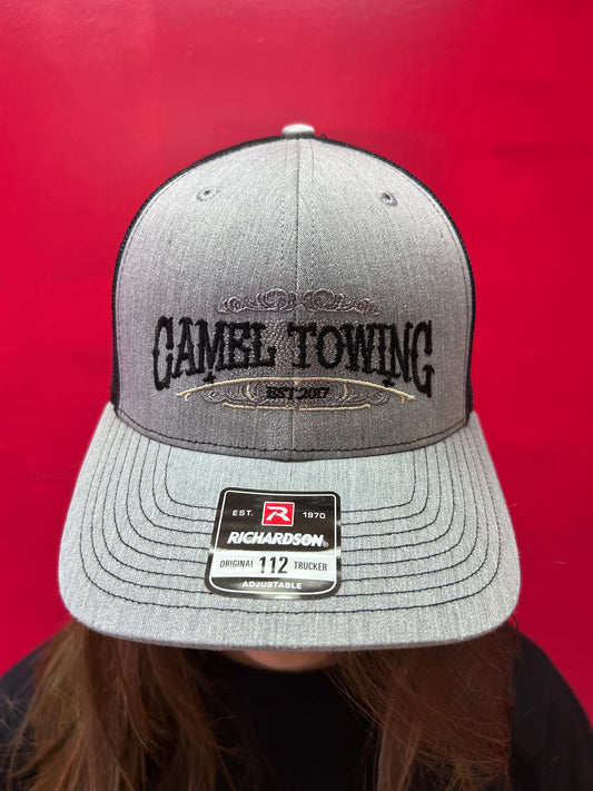 Camel Towing Trucker Hat Grey Black