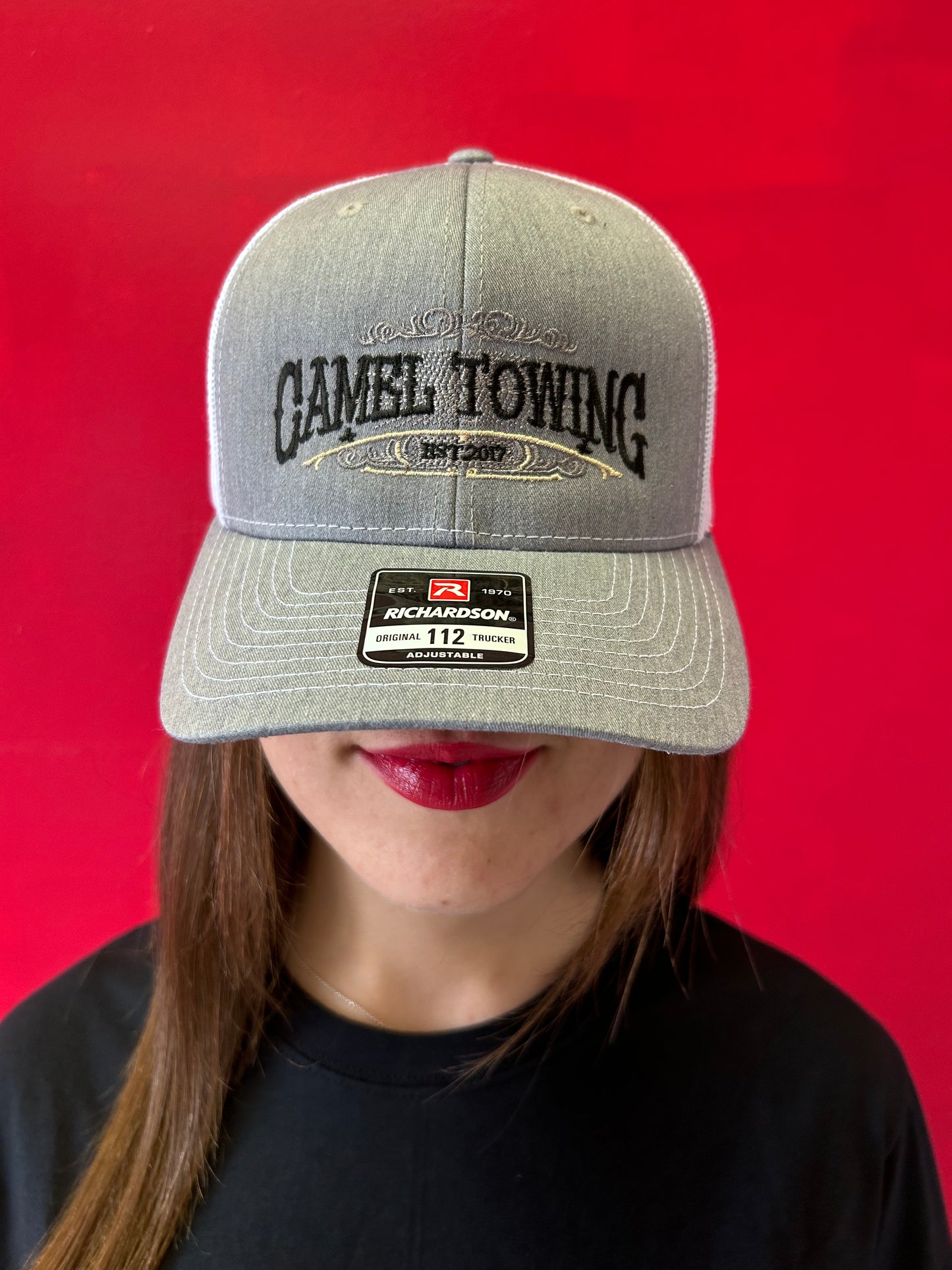 Camel Towing Trucker Hat Grey White