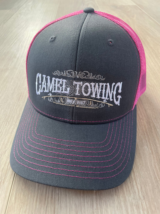 Camel Towing Trucker Hat Pink